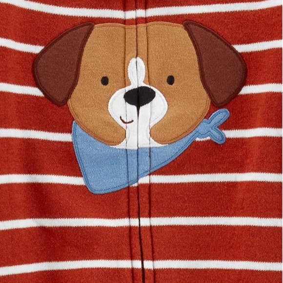 Carter's Toddler Boys' 1 Piece Long Sleeve Footed Sleepers (Baby Red Puppy, 3M) - Picture 2 of 2